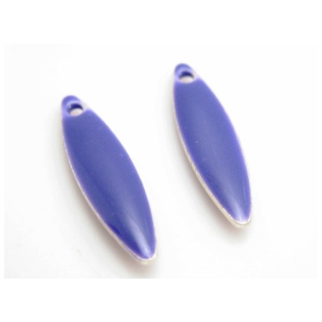 Emalje vedhæng 15 x 5 mm  lilla - 2 stk