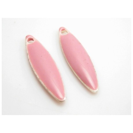 Emalje vedhæng 15 x 5 mm  Gl. rosa - 2 stk