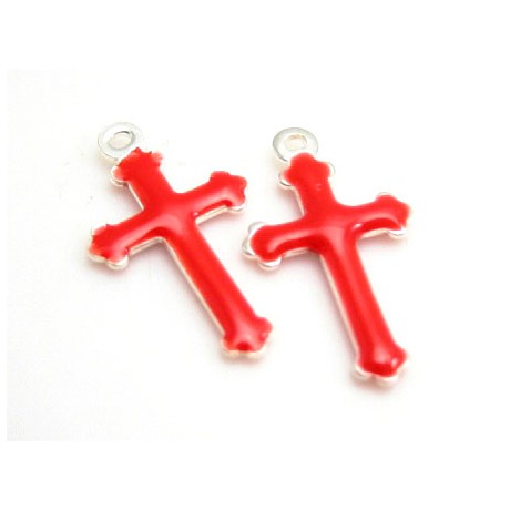 Emalje kors 15 x 9 rød - 2 stk