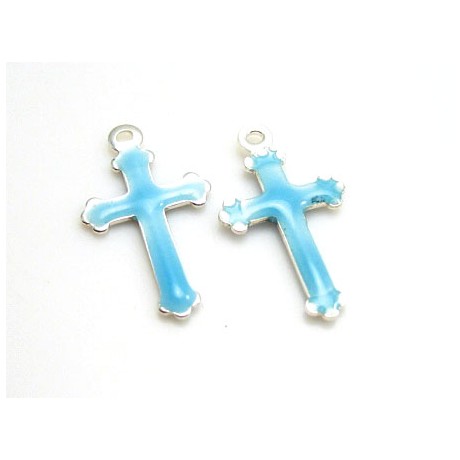 Emalje kors 15 x 9 blå - 2 stk