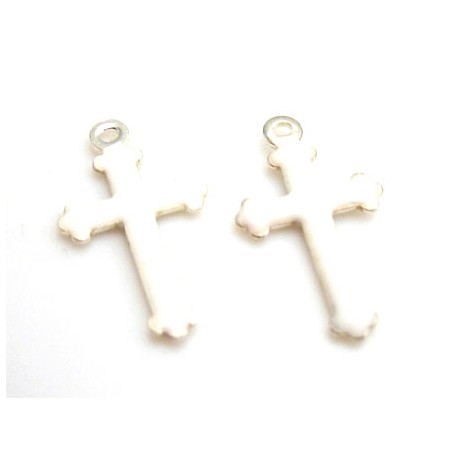 Emalje kors 15 x 9 hvid - 2 stk