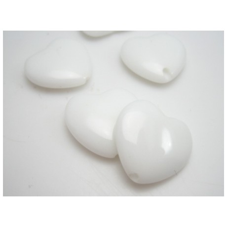 Porcelæns hjerte perle 16 / 1 mm - 5 stk