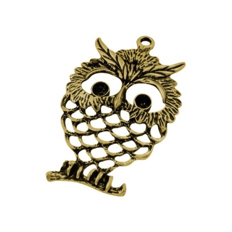 Stort ugle vedhæng guld - 58 mm