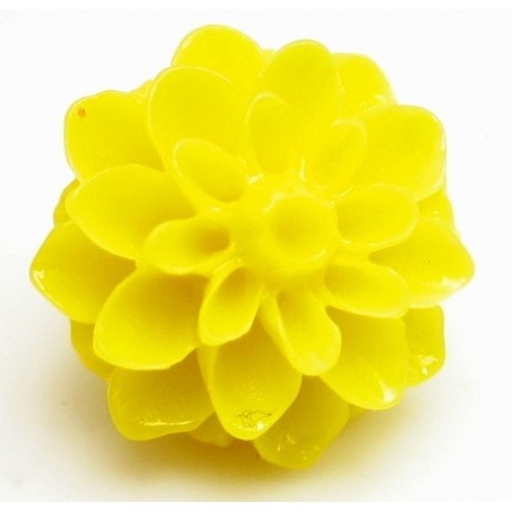 Resin blomst  15 mm GUL - 2 stk