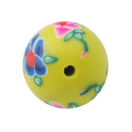 Ler / Fimo perler i smukke farver 12 / 2  mm -6 stk