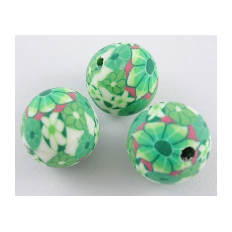 Ler / Fimo perler i smukke farver 12 / 2  mm -6 stk