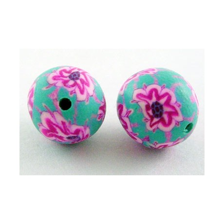 Ler / Fimo perler i smukke farver 12 / 2  mm -6 stk