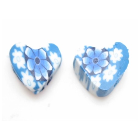 Ler / Fimo hjerte 10 / 1 mm - 2 stk