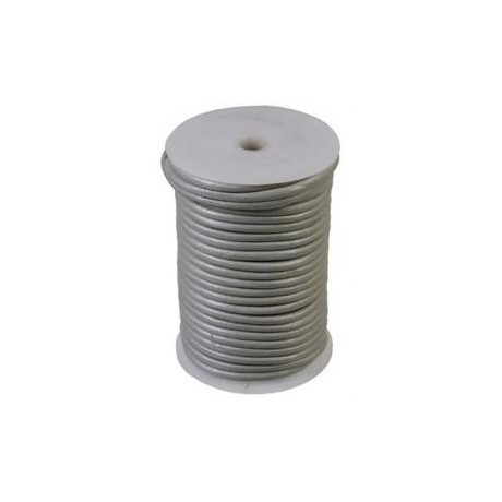 Læder snøre 2 mm  metallic sølv - 1m