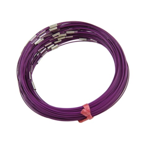 Wire halskæde lilla 44 cm med  lås