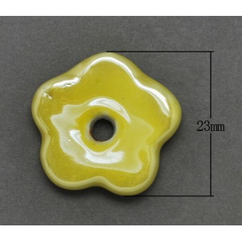 Keramik blomst gul 28 / 5 mm - 2 STK