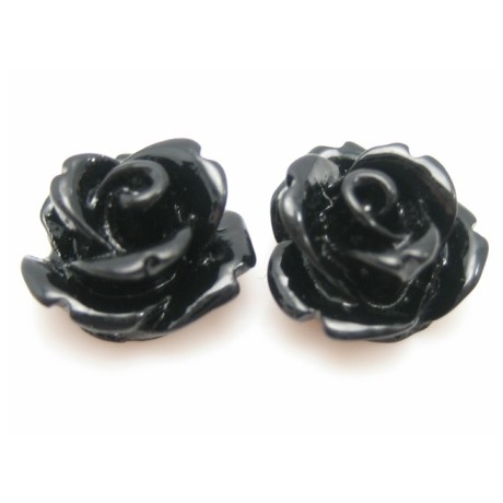 Resin rose sort 11 mm - 2 stk