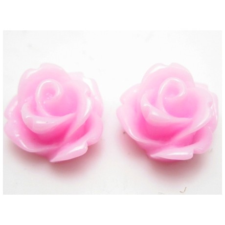 Resin rose rosa 11 mm - 2 stk