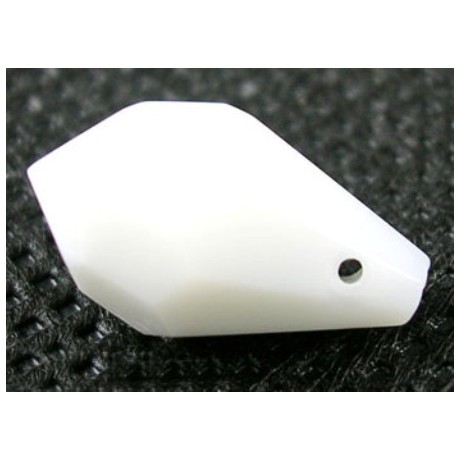 Facet dråbe hvid  tværboret 14 mm - 2 stk