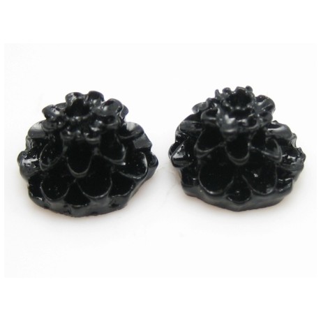 Mini resin blomster 10 mm - 4  stk sort