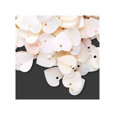 Hjerte perlemor / shell 10 mm - 6 stk