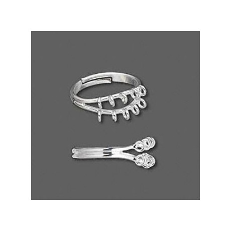 Ring med 10 øjer sølv belagt - one size