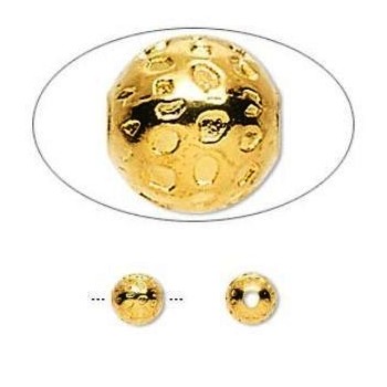 Guldbelagt perle 6 mm - 3 stk