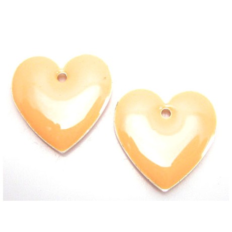 Emalje hjerte 16 mm - HUD  - 2 stk