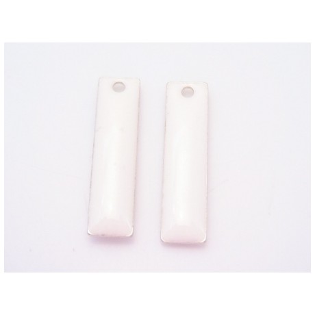 Emalje vedhæng lang Hvid 20 x 6 - 2 stk