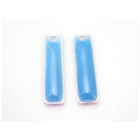 Emalje vedhæng lang Lys blå 20 x 6 - 2 stk