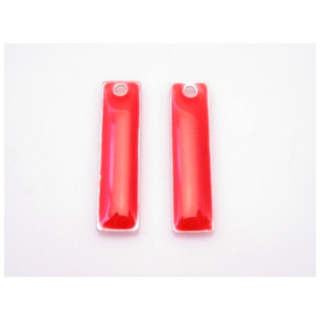Emalje vedhæng lang  Rød 20 x 6 - 2 stk
