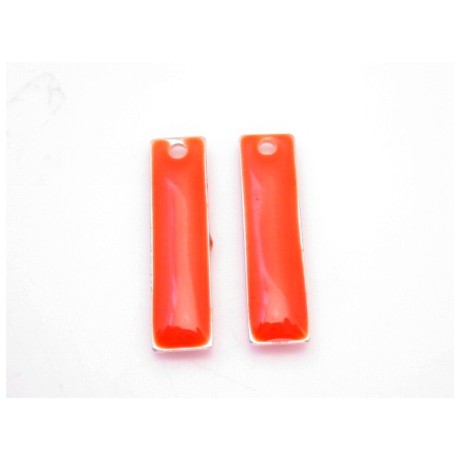 Emalje vedhæng lang  Orange - Rød 20 x 6 - 2 stk