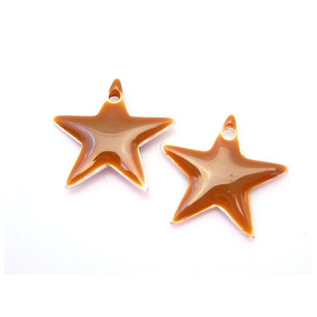 Emalje stjerne 12 mm - BRUN - 2 stk