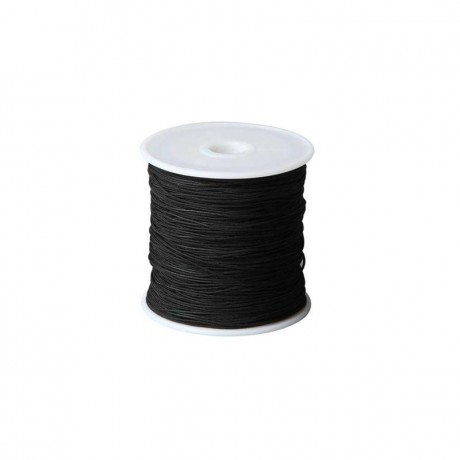 Bomulds knyttesnor 1mm vokset - SORT - 10m