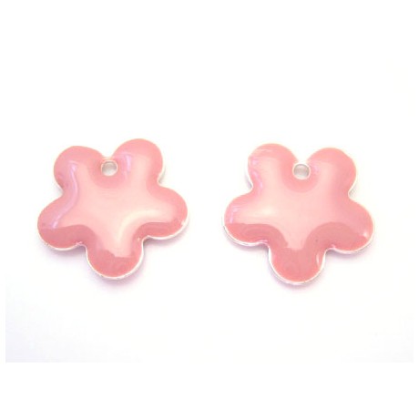 Emalje blomster 15 mm  Gl.Rosa- 2 stk