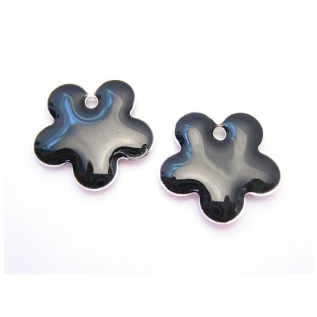 Emalje blomster 15 mm  Sort- 2 stk