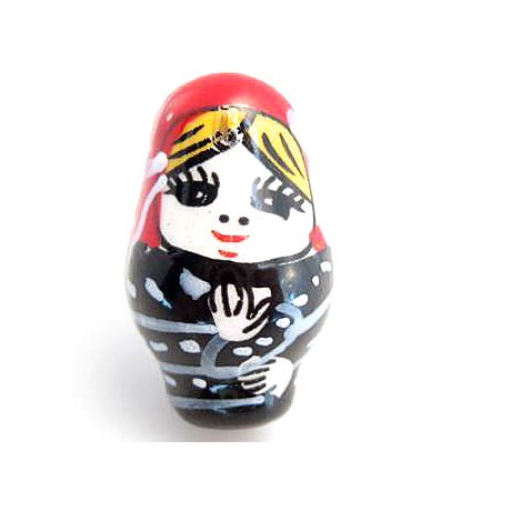 Babushka sort & rød 25mm