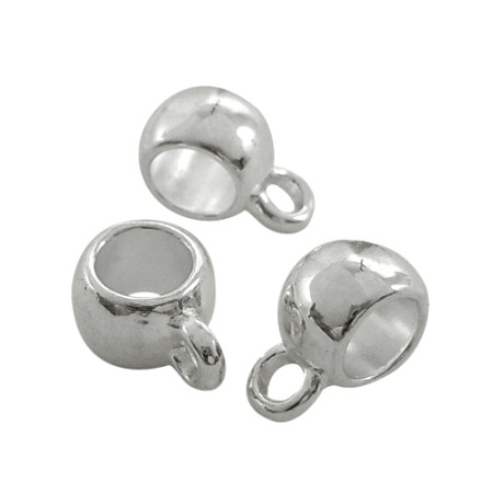 Vedhængsperle glat - 2 stk - sølv