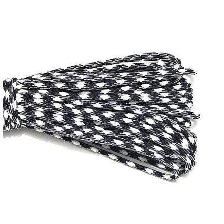 Faldskærmsline 4 mm sort / hvid - 1 m løbende