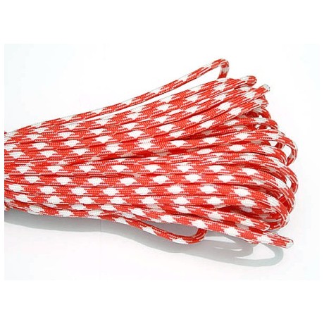 Faldskærmsline 4 mm Orange / hvid  - 1 m løbende