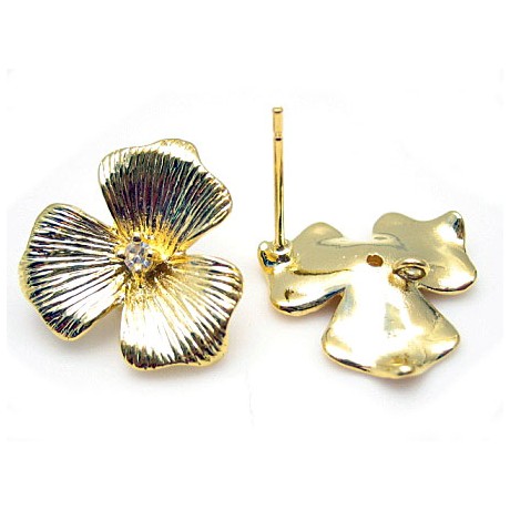 Guld bel. med sten 16 mm - 1 par