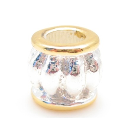 Guld / sølv perle 9 / 4 mm