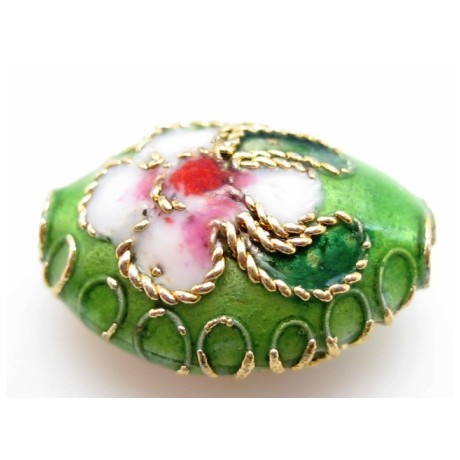 Cloisonne oval 11 mm lime - 2 stk