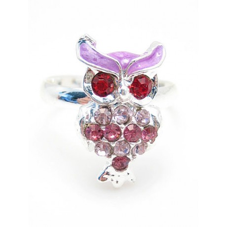Ugle ring med flotte stene -ONE SIZE