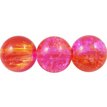 Krakeleret perle 8 mm pink-orange - 50 stk