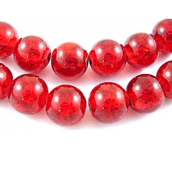 Krakeleret perle 8 mm rød - 50 stk