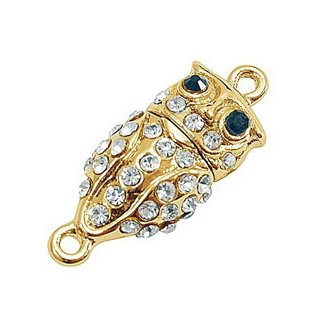 Ugle magnet lås guld med stene 32 mm