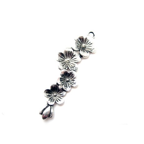 Blomster vedhæng 57 mm Sølv