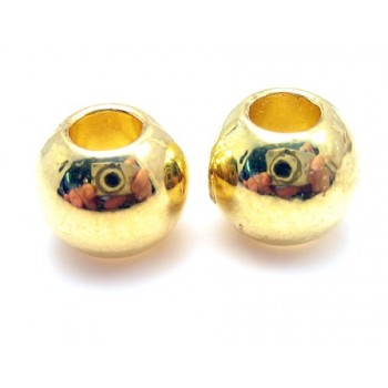 Massive guld perler 10 / 5 mm - 5 stk - EKSKLUSIV