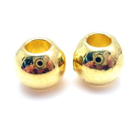 Massive guld perler 10 / 5 mm - 5 stk - EKSKLUSIV