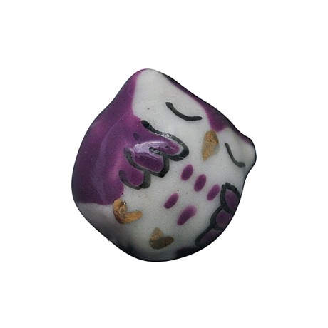 Porcelæns ugle lilla 15 mm