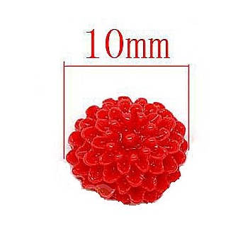 Mini resin blomster 10 mm - 4 stk rød