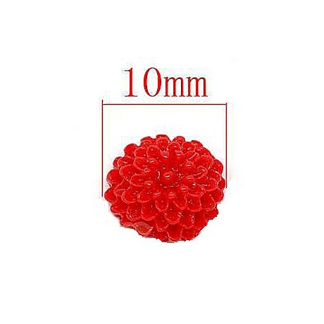 Mini resin blomster 10 mm - 4 stk rød