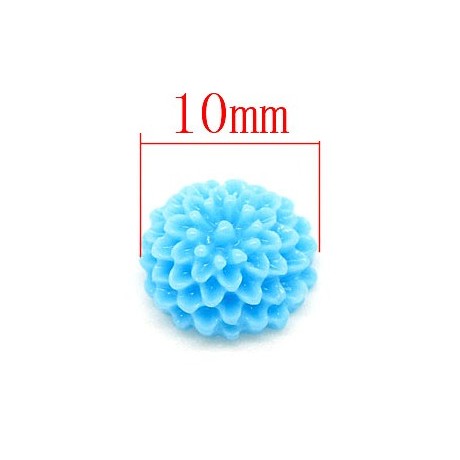 Mini resin blomster 10 mm - 4 stk blå