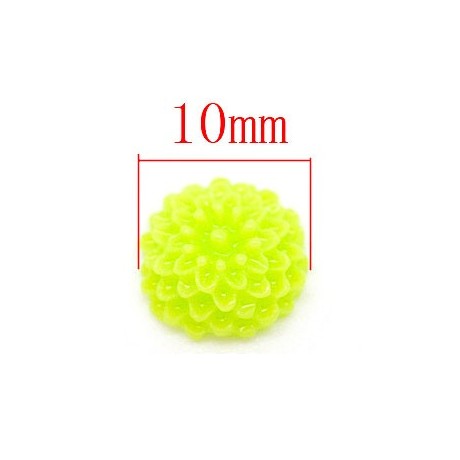 Mini resin blomster 10 mm - 4 stk Lime grøn
